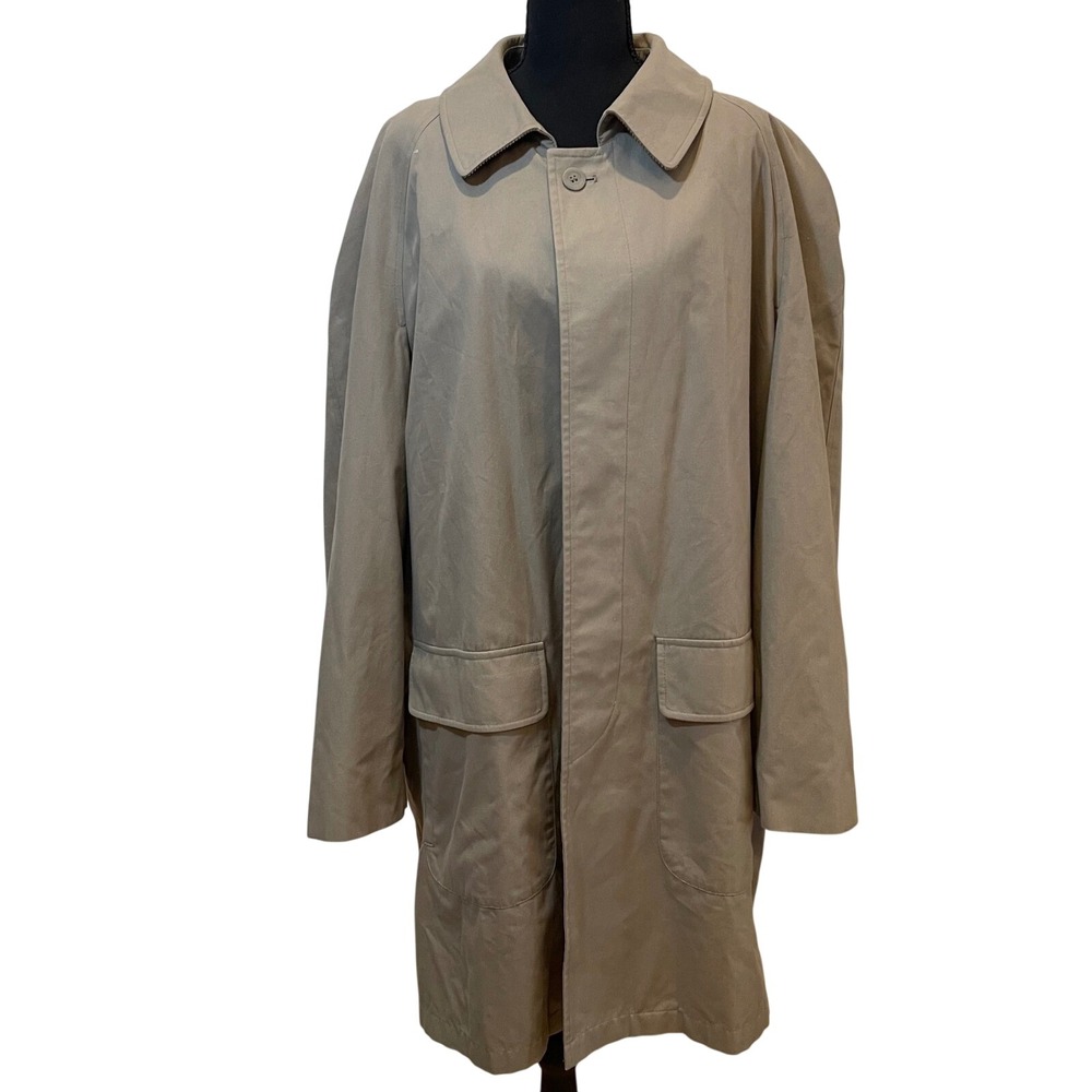 Vintage Towncraft Mens Tan Full Zip Classic‎ Trench Coat Regular 44